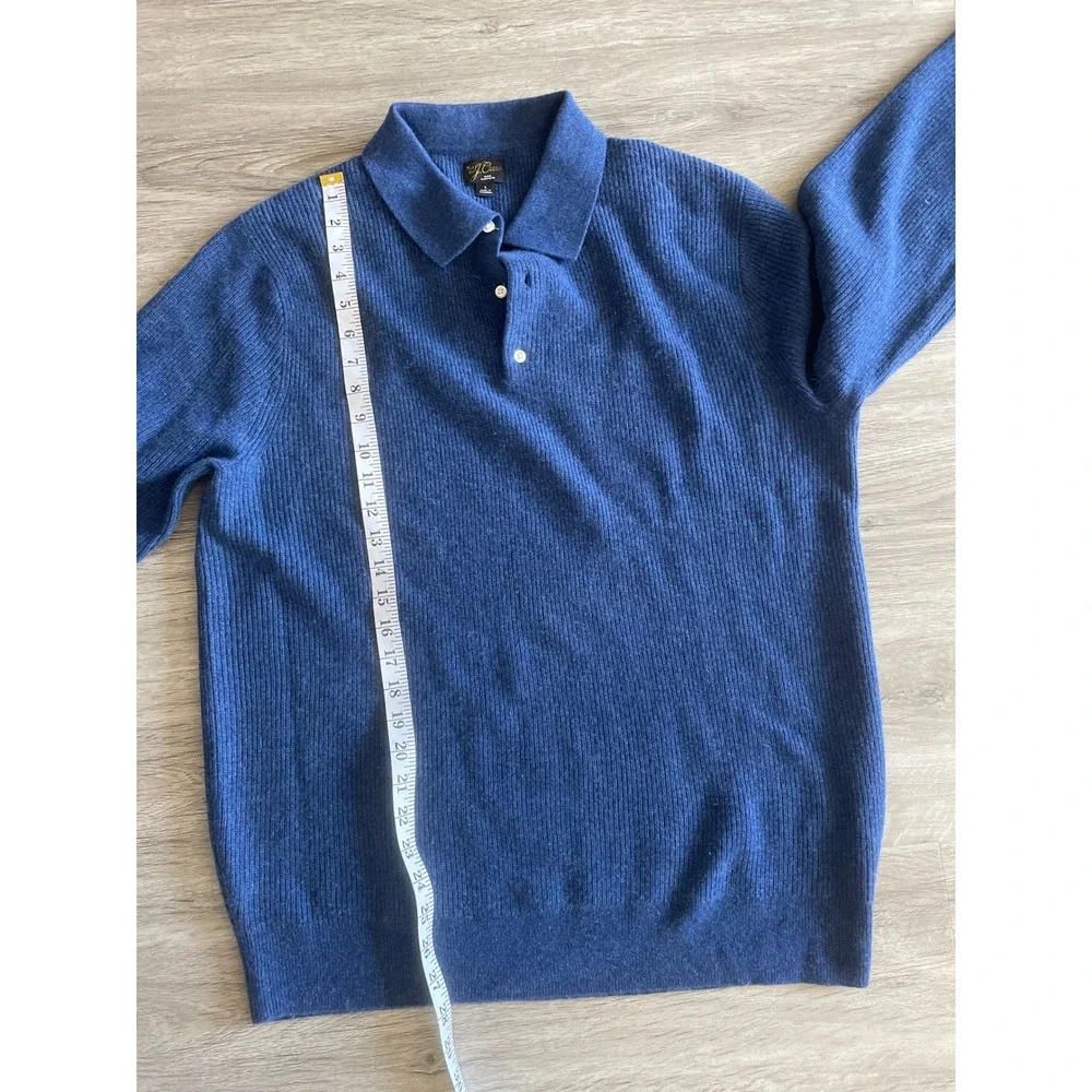 J. Crew Men's Blue Cashmere ribbed sweater-polo CM304 Large